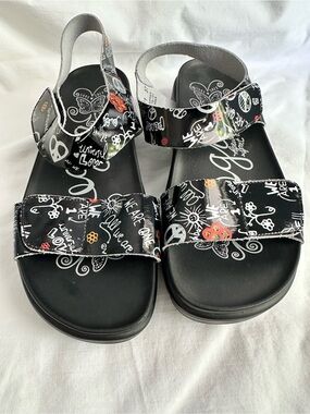 Alegria Platform Sandal 7 EU 37 Black Graffiti Peace Love Boho Festival